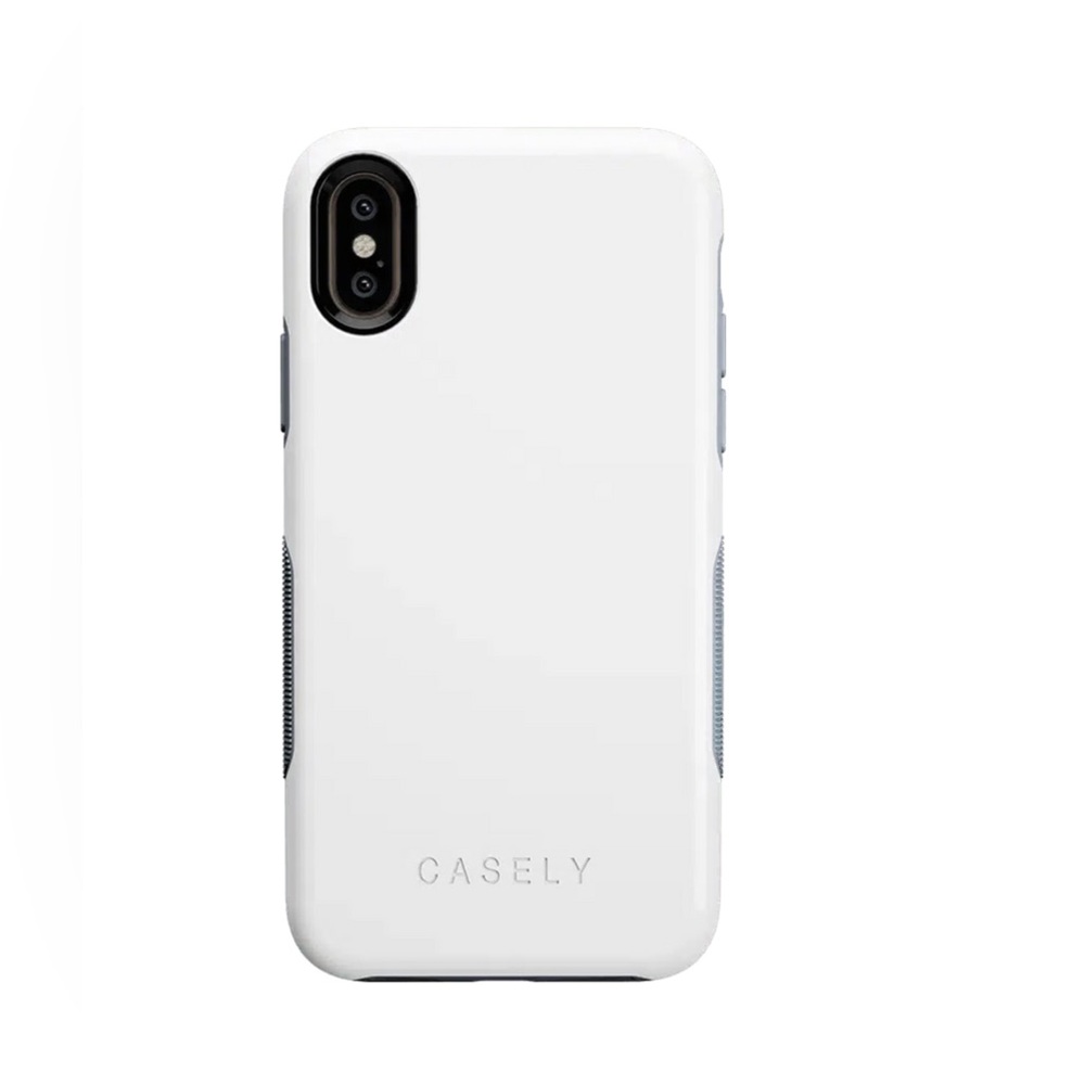 Casey Bold White on Grey iPhone XR Phone Case